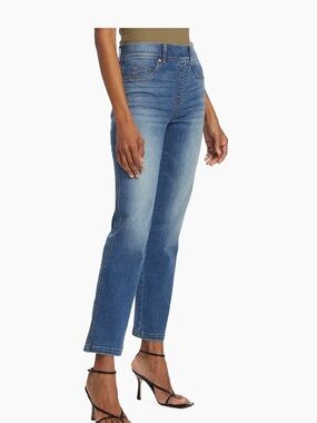 SPANX High-Rise Straight Leg Women’s Jeans in Medium Blue